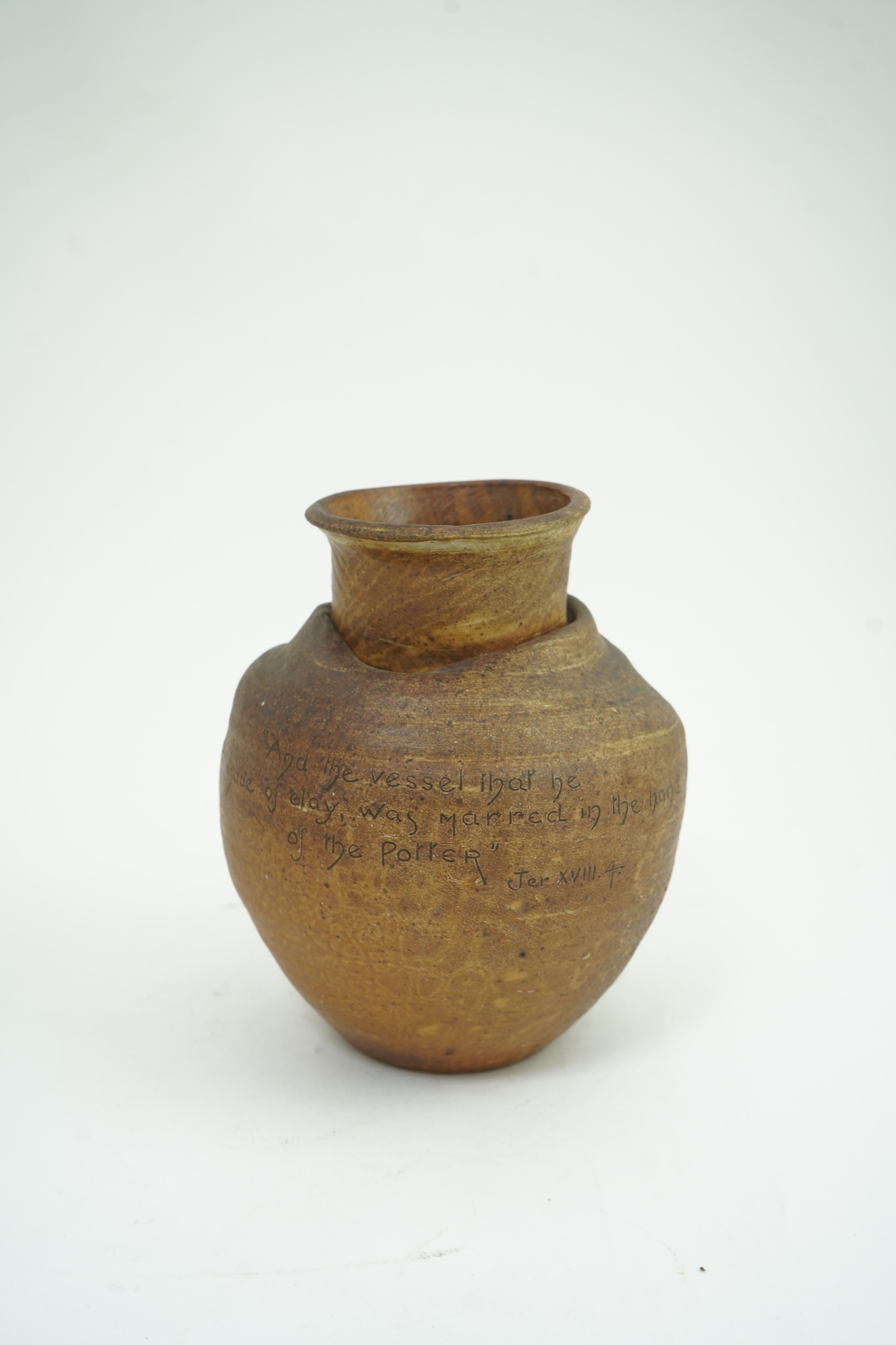 Martin Brothers: A stoneware 'marred' vase with collapsed neck